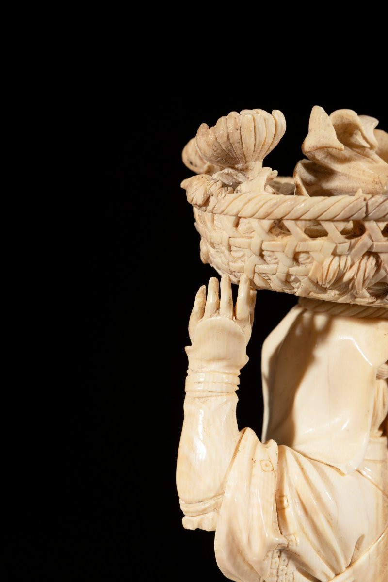 An Ivory Okimono Of The Tokyo School Depicting A Peasant Woman-photo-4