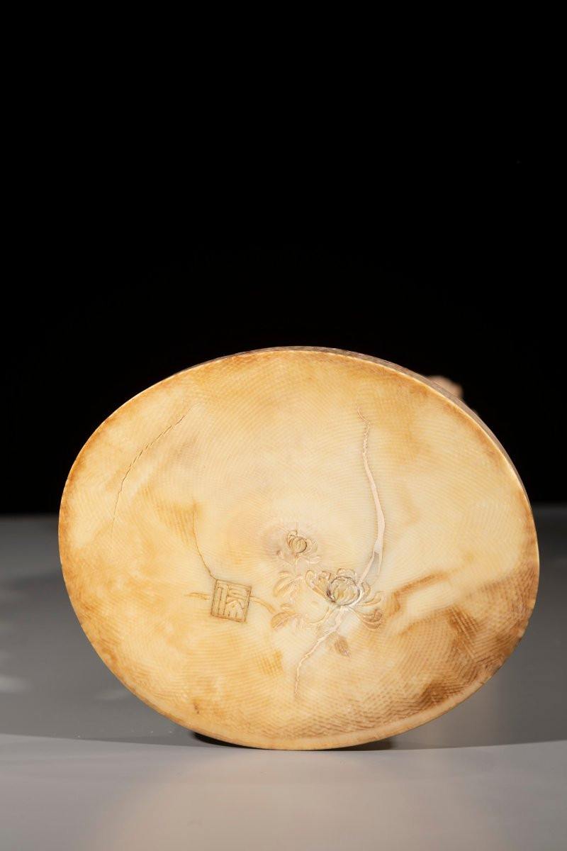 An Ivory Okimono Of The Tokyo School Depicting A Peasant Woman-photo-5