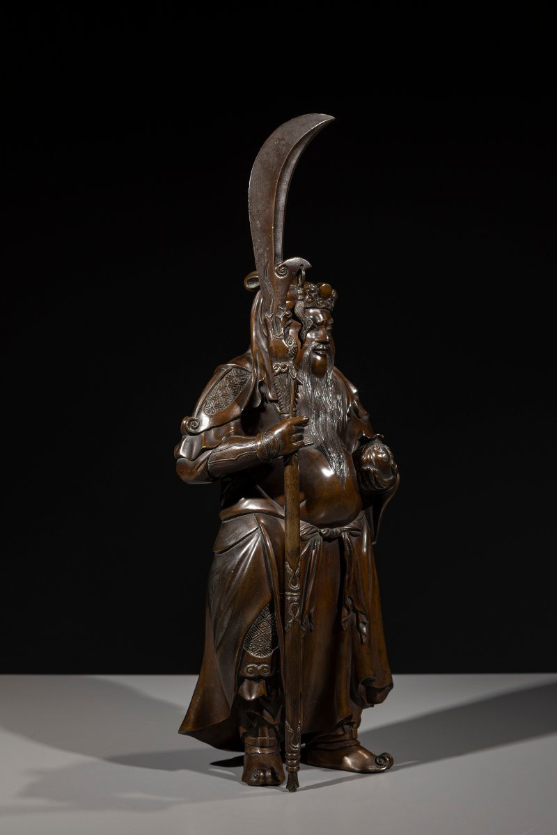 A Tokyo School Bronze Okimono Depicting Guan Yu-photo-2