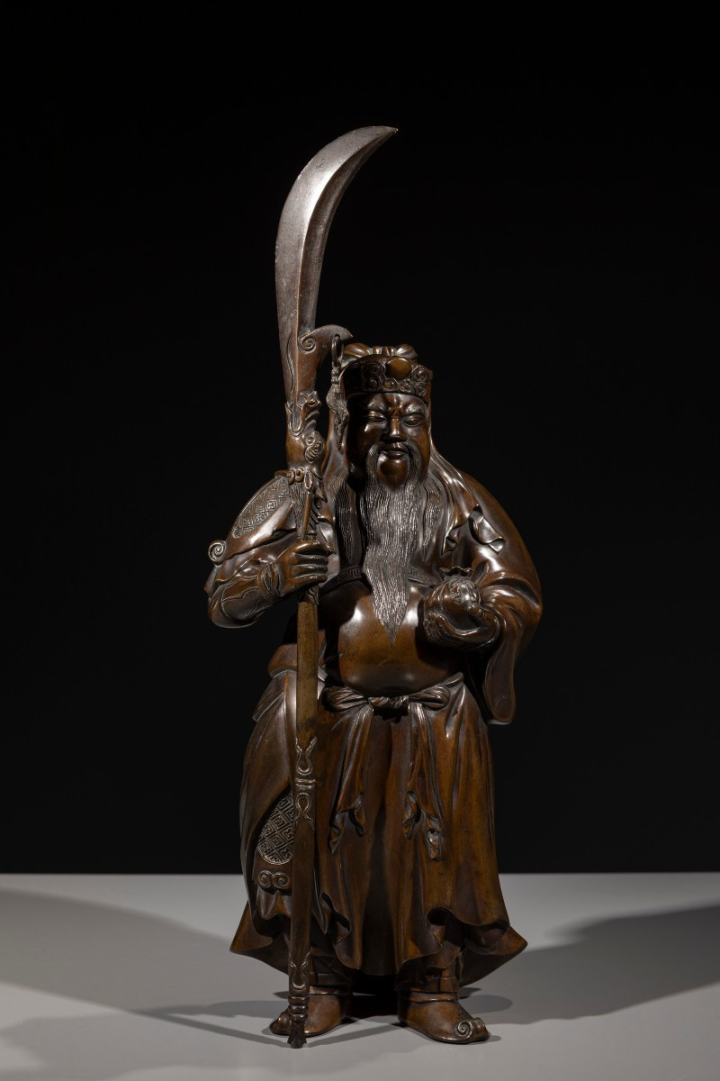 A Tokyo School Bronze Okimono Depicting Guan Yu