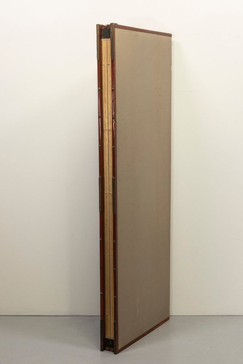 A Six-panel Folding Screen With A Mountain Landscape On A Silver Leaf Ground-photo-1