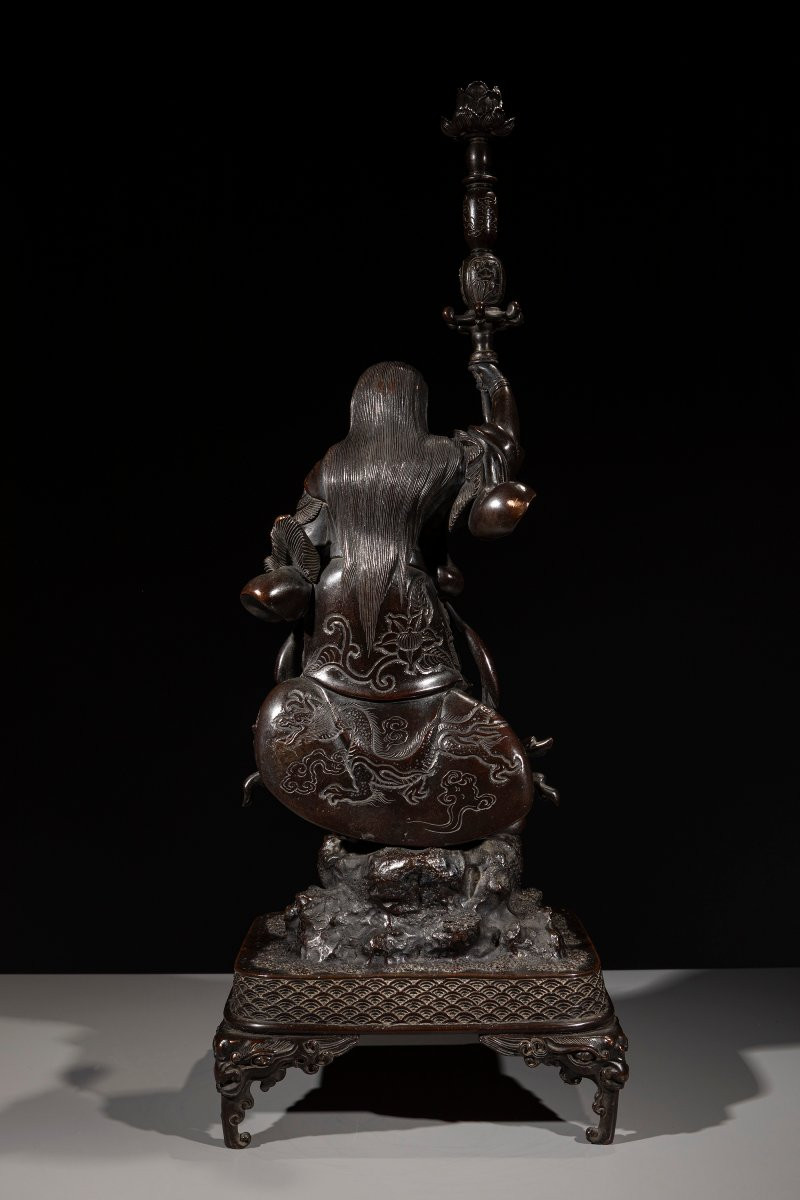 Grande sculpture japonaise en bronze représentant Bishamonten-photo-4