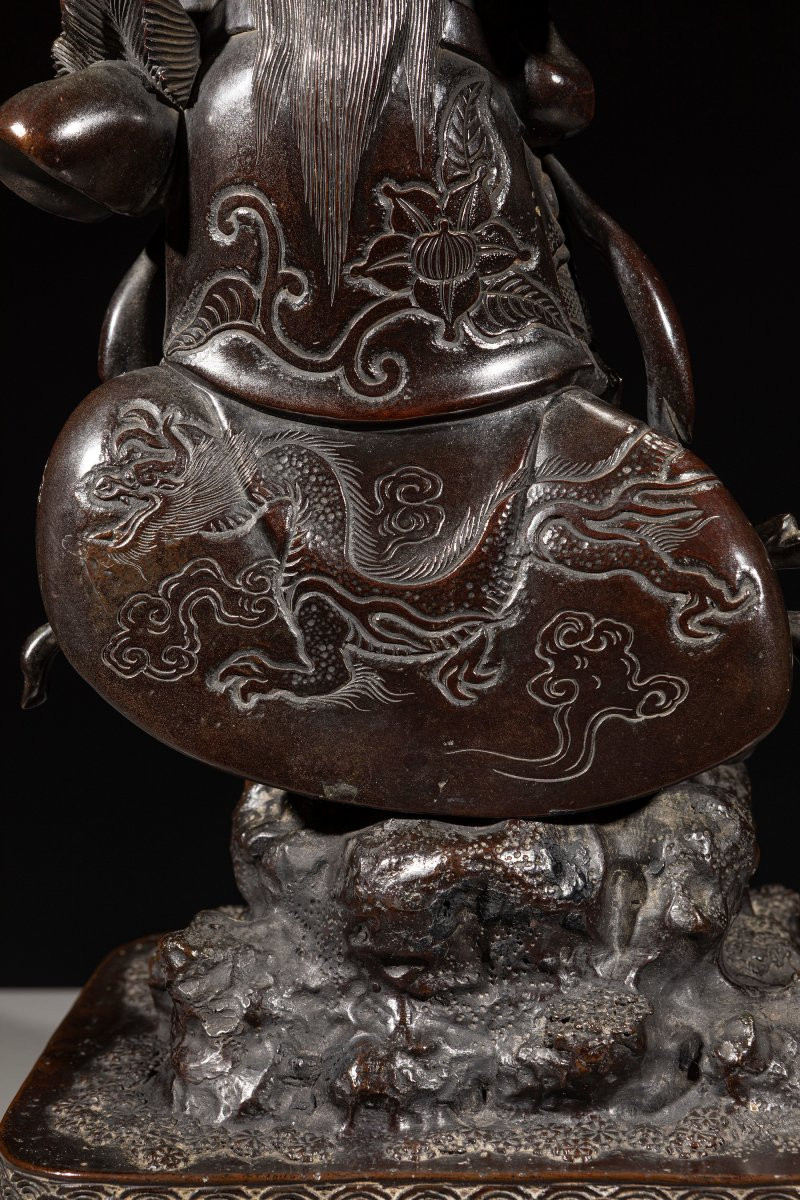 Grande sculpture japonaise en bronze représentant Bishamonten-photo-6