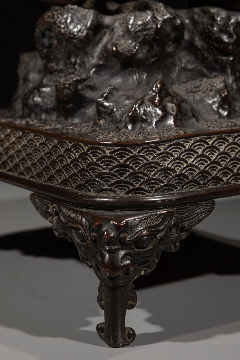 Grande sculpture japonaise en bronze représentant Bishamonten-photo-8