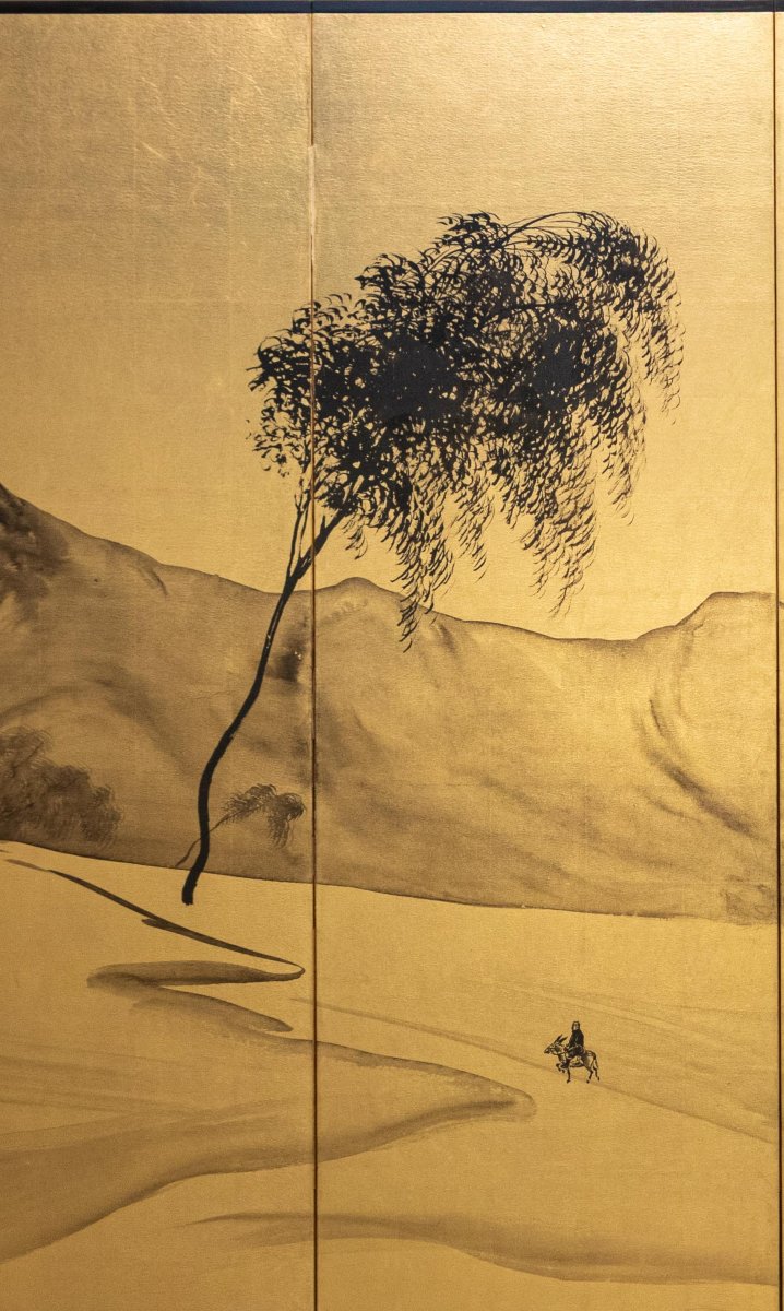 A Six-panel Folding Screen With A Mountainous Landscape In Sumi-e Ink-photo-3