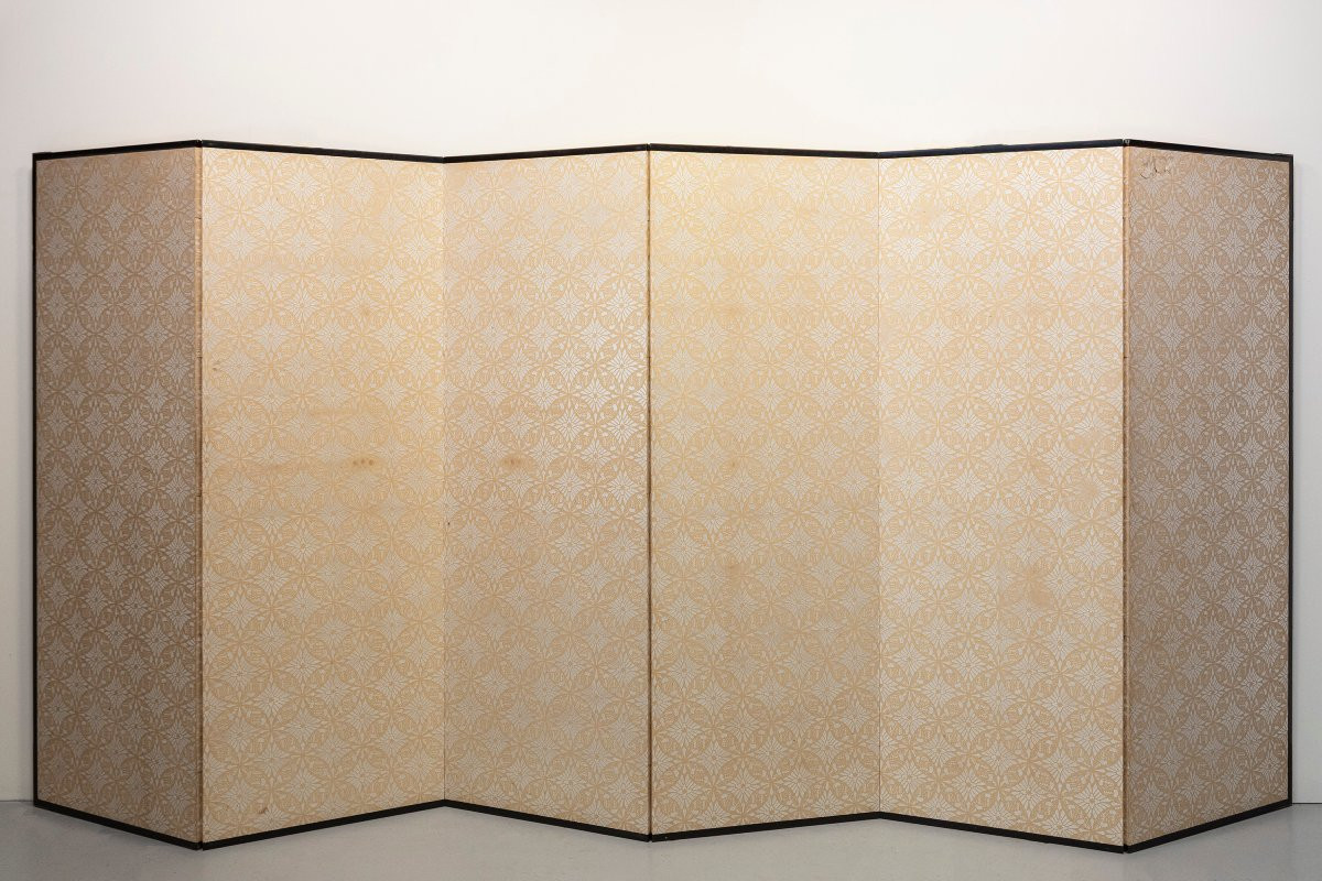 A Six-panel Folding Screen With A Mountainous Landscape In Sumi-e Ink-photo-4