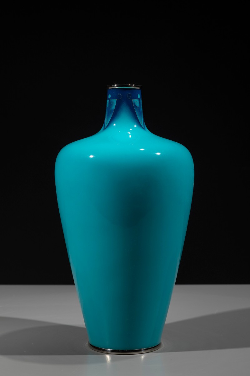 A Cloisonné Amphora-shaped Vase With Turquoise Ground, Signed Ando Company