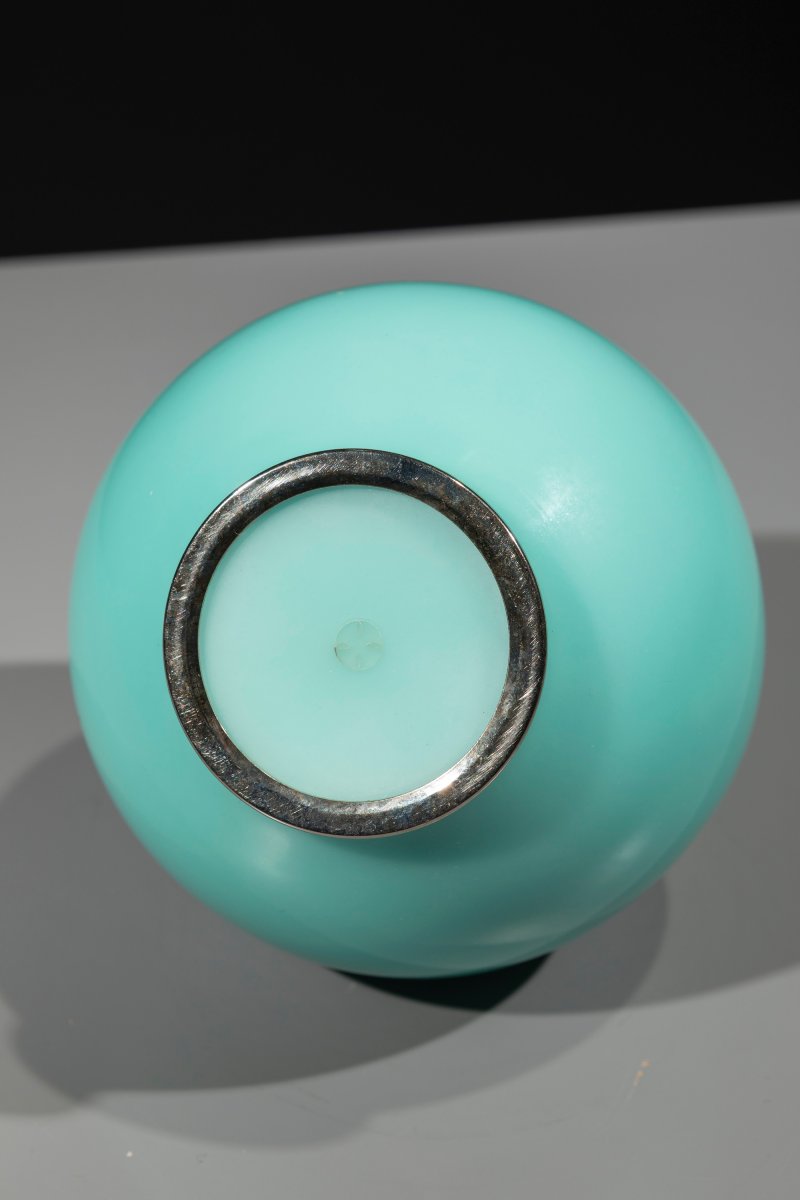 An Ando Cloisonné Vase With Uniform Aquamarine Enamel-photo-1