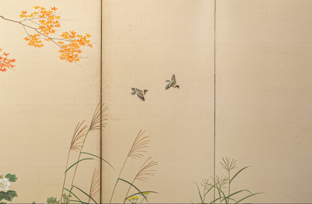 A Six-panel Folding Screen Depicting An Autumn Landscape-photo-3