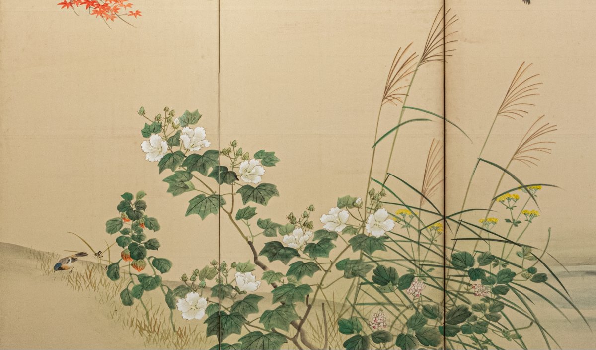 A Six-panel Folding Screen Depicting An Autumn Landscape-photo-4