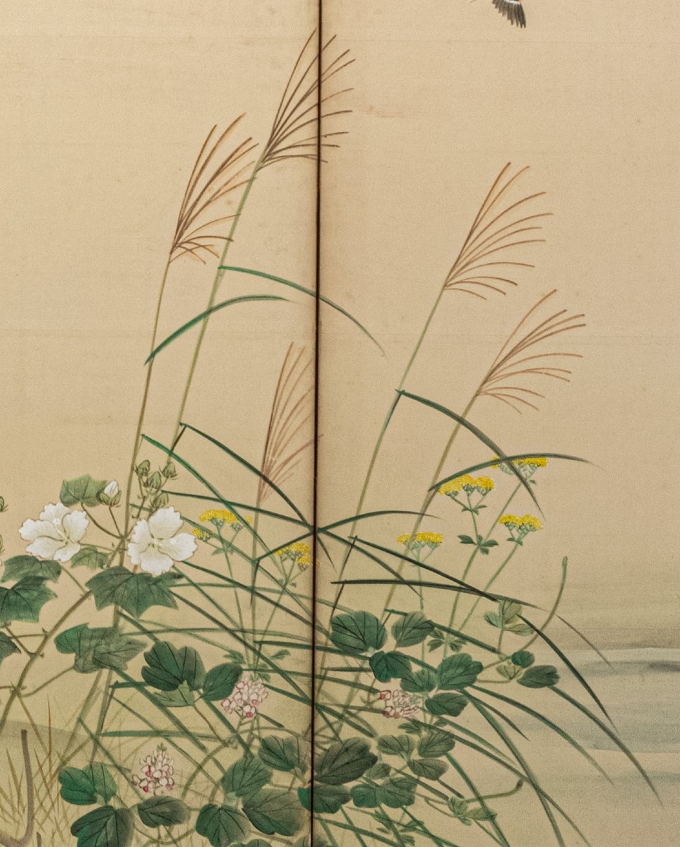 A Six-panel Folding Screen Depicting An Autumn Landscape-photo-1
