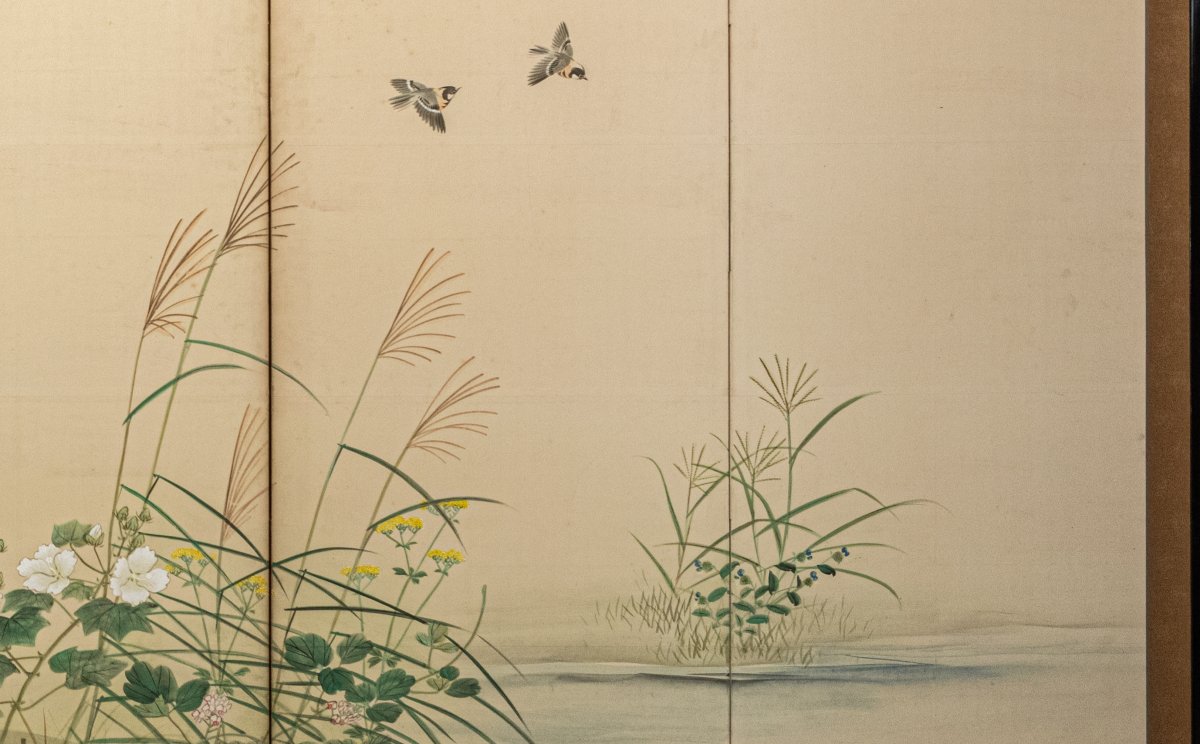 A Six-panel Folding Screen Depicting An Autumn Landscape-photo-2