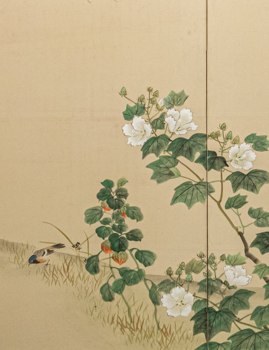 A Six-panel Folding Screen Depicting An Autumn Landscape-photo-3