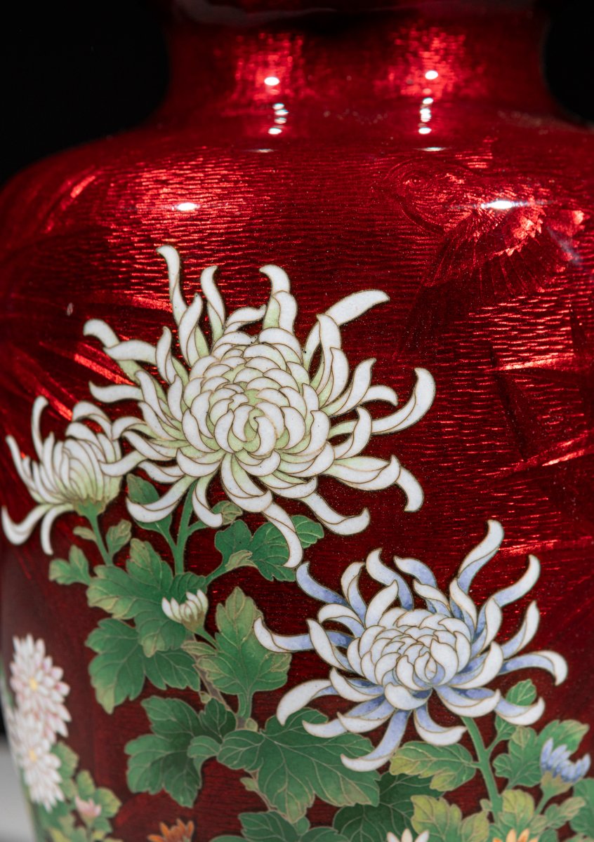 Vase ginbari représentant un jardin de chrysanthèmes-photo-3