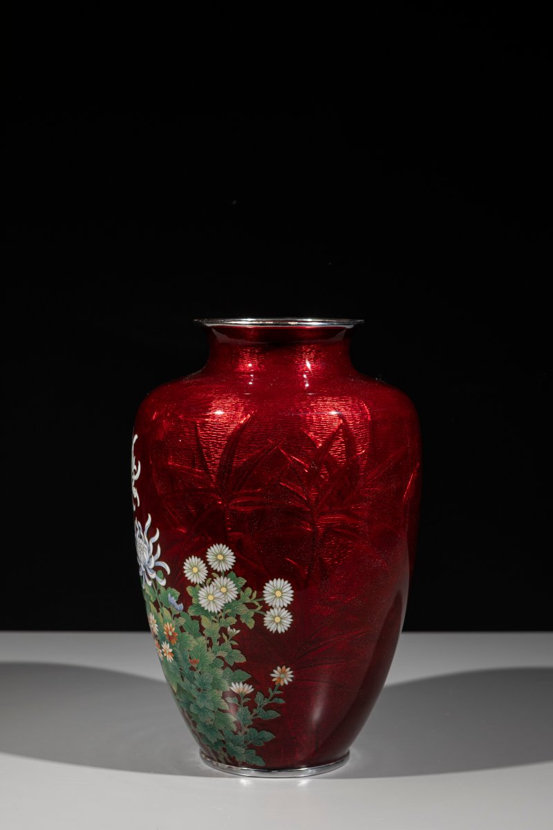 Vase ginbari représentant un jardin de chrysanthèmes-photo-4
