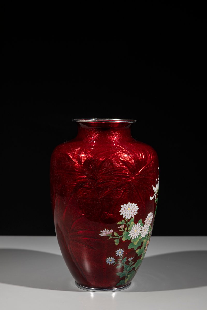 Vase ginbari représentant un jardin de chrysanthèmes-photo-3