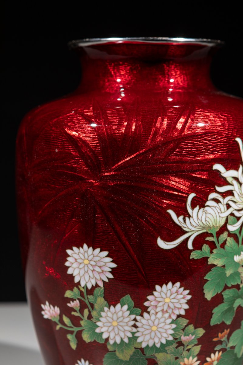 Vase ginbari représentant un jardin de chrysanthèmes-photo-4