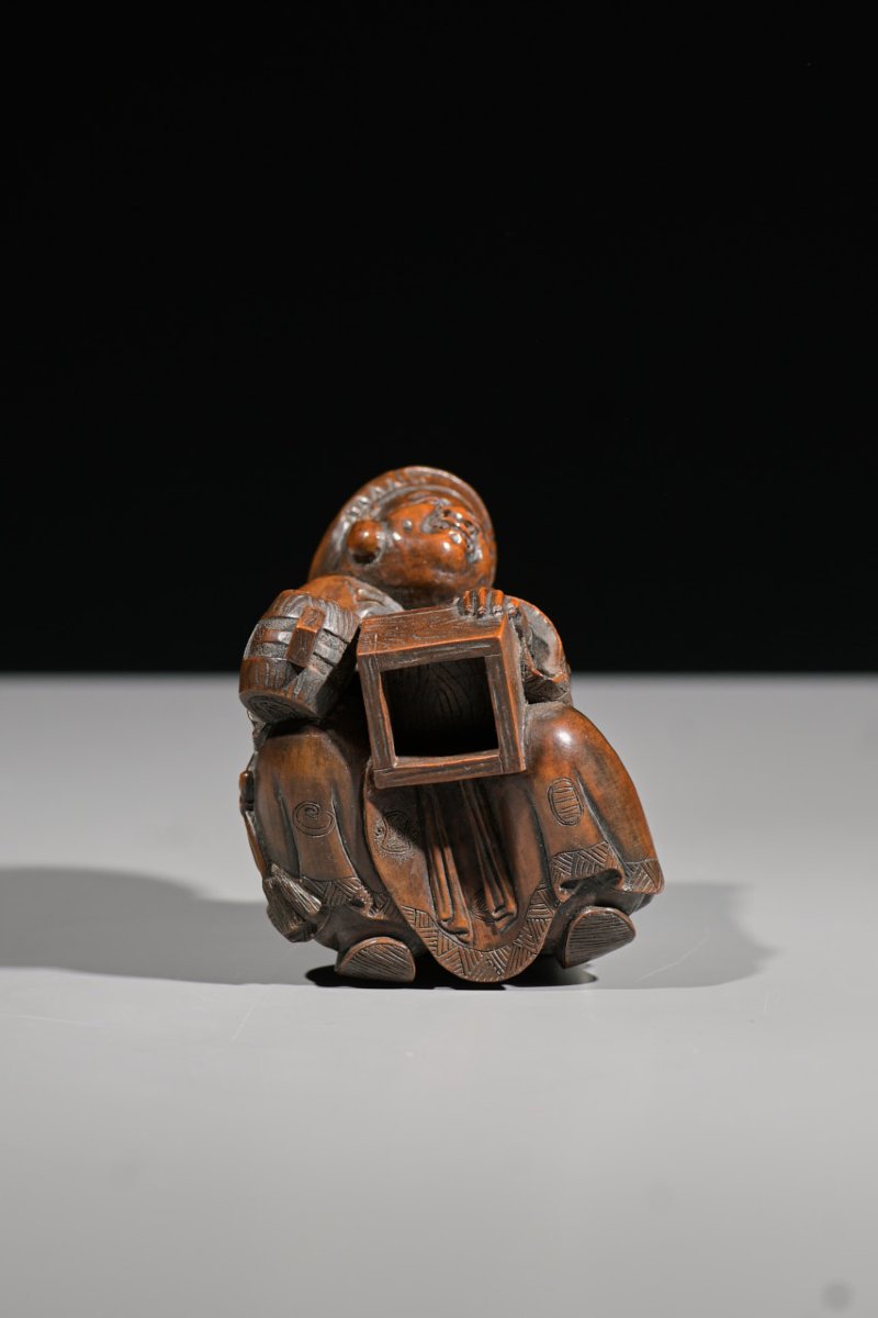 A Boxwood Okimono Of Daikokuten With A Mouse-photo-4