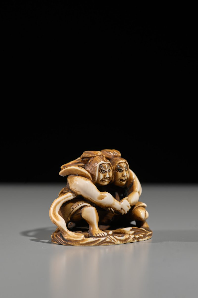 An Ivory Netsuke Depicting Raijin And Fujin-photo-4