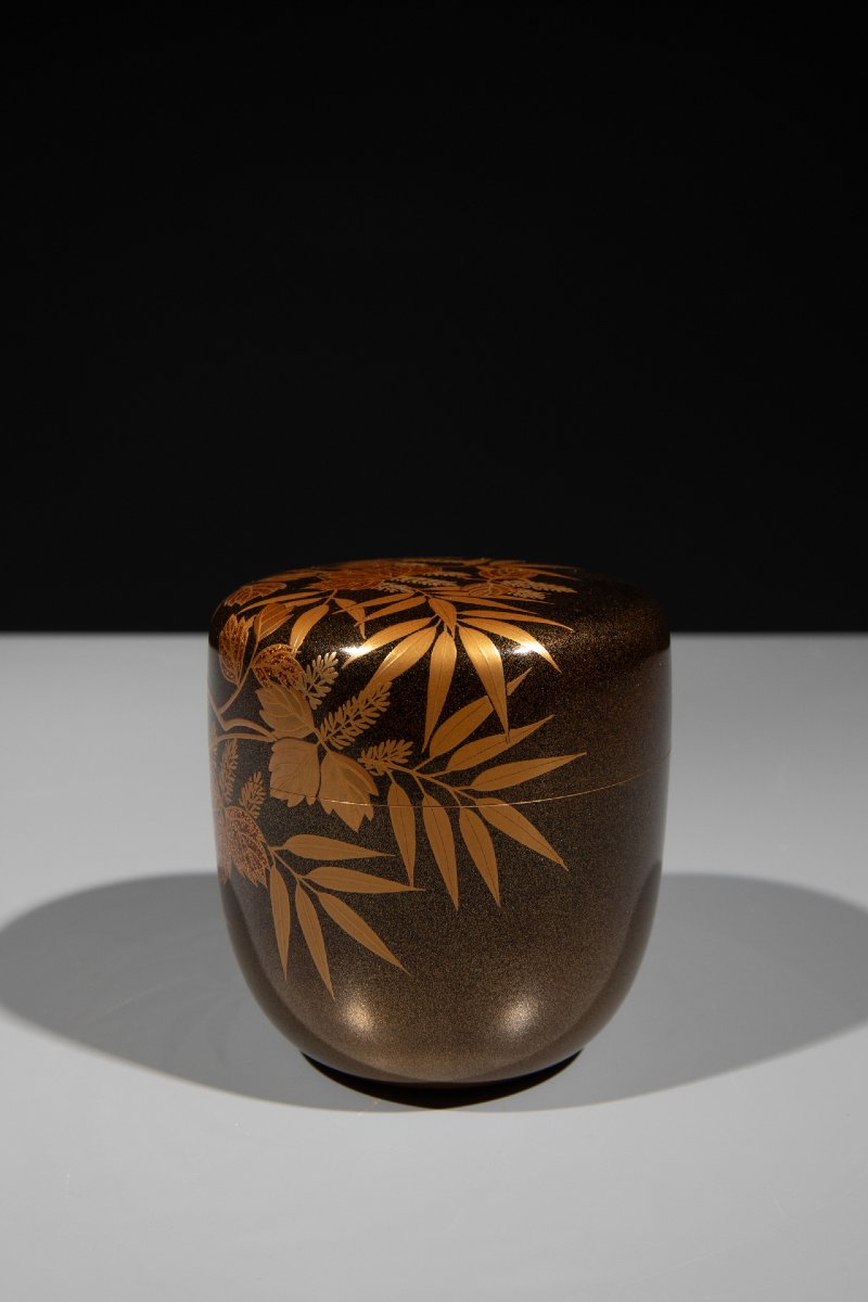 An O-natsume Lacquered In Nashiji With Bamboo Leaves And Vine Tendrils-photo-4