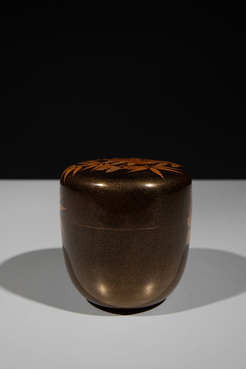 An O-natsume Lacquered In Nashiji With Bamboo Leaves And Vine Tendrils-photo-1