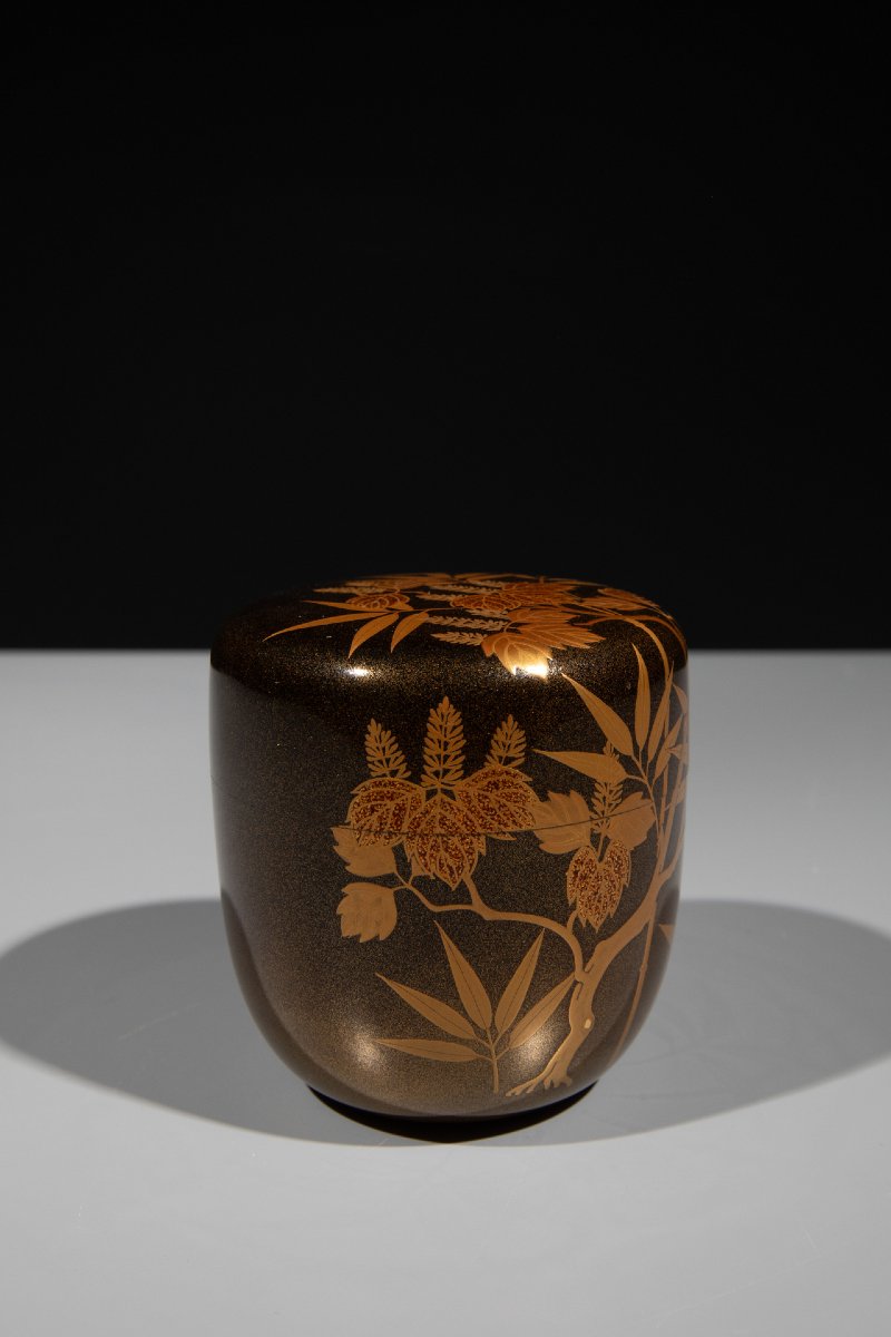 An O-natsume Lacquered In Nashiji With Bamboo Leaves And Vine Tendrils-photo-2