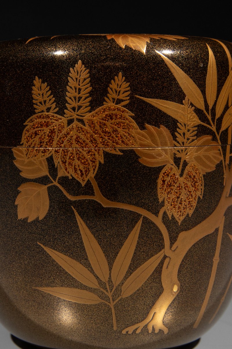 An O-natsume Lacquered In Nashiji With Bamboo Leaves And Vine Tendrils-photo-3