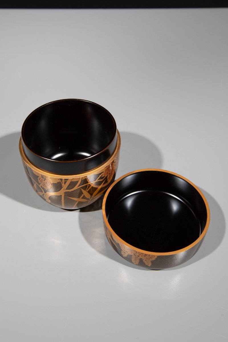 An O-natsume Lacquered In Nashiji With Bamboo Leaves And Vine Tendrils-photo-4