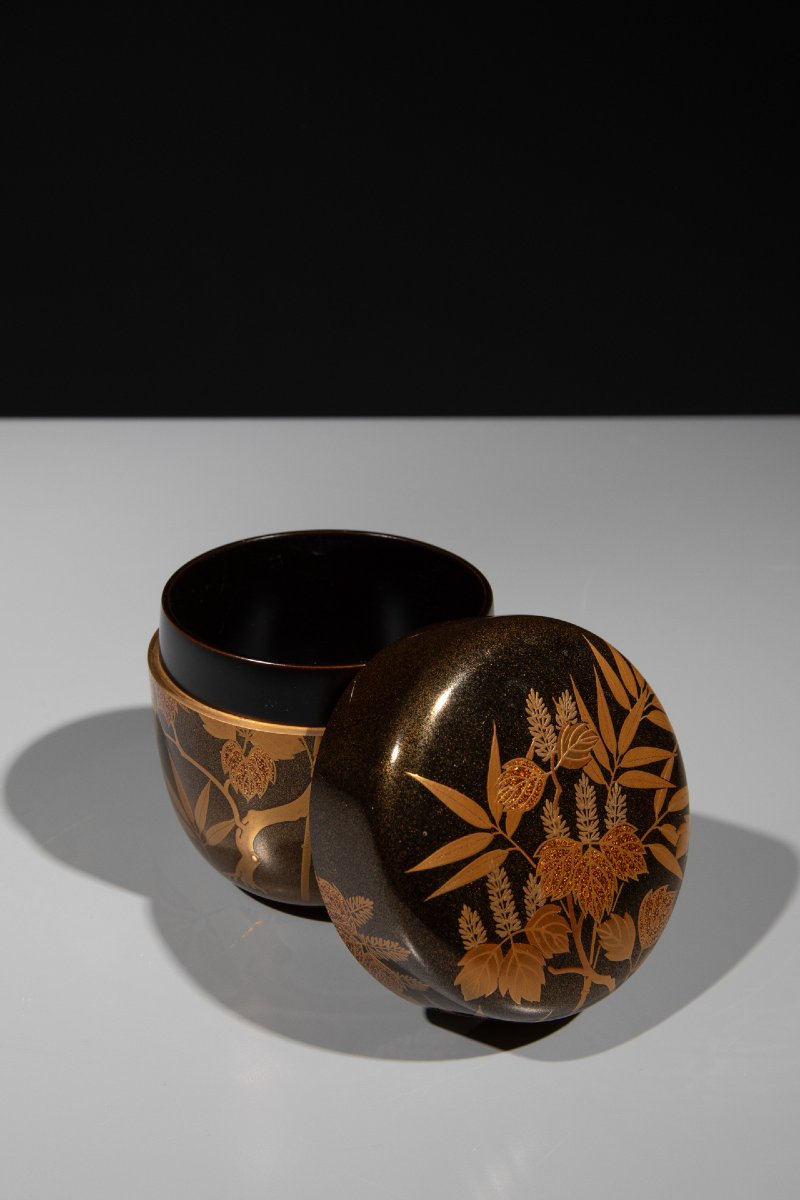 An O-natsume Lacquered In Nashiji With Bamboo Leaves And Vine Tendrils