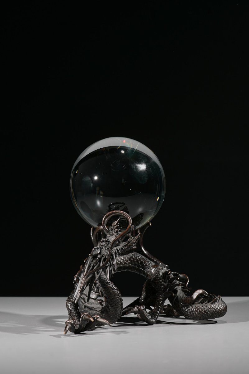 A Bronze Sculpture Of A Ryū Dragon With Sacred Jewel-photo-2