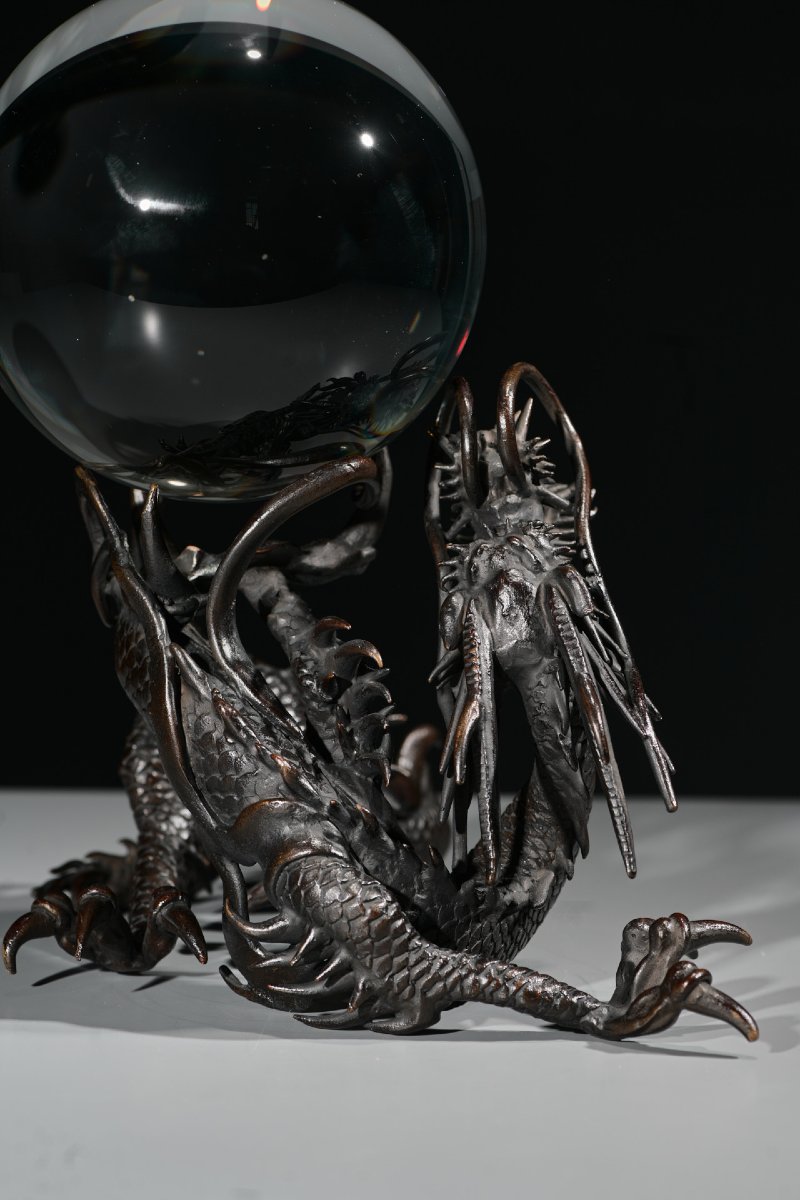 A Bronze Sculpture Of A Ryū Dragon With Sacred Jewel-photo-4