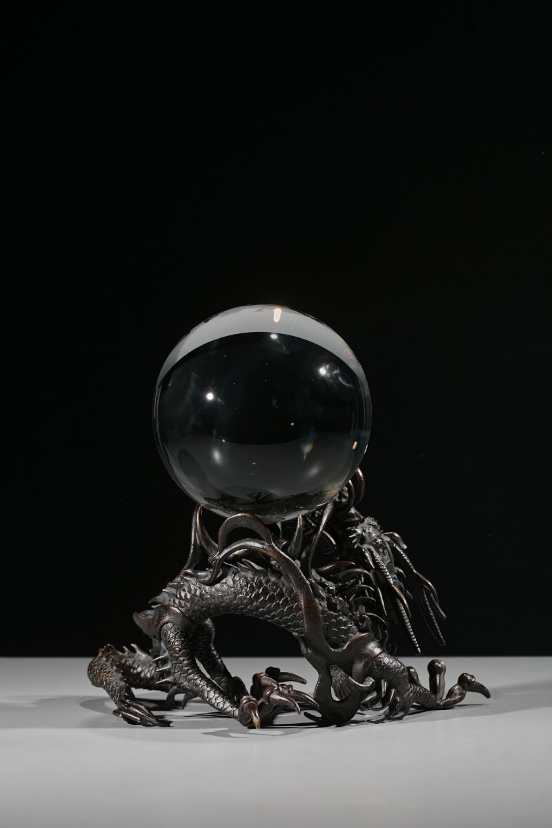 A Bronze Sculpture Of A Ryū Dragon With Sacred Jewel-photo-2