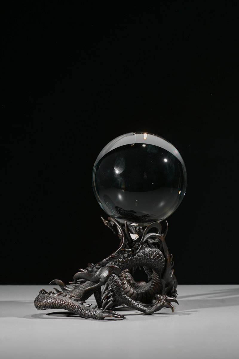 A Bronze Sculpture Of A Ryū Dragon With Sacred Jewel-photo-3