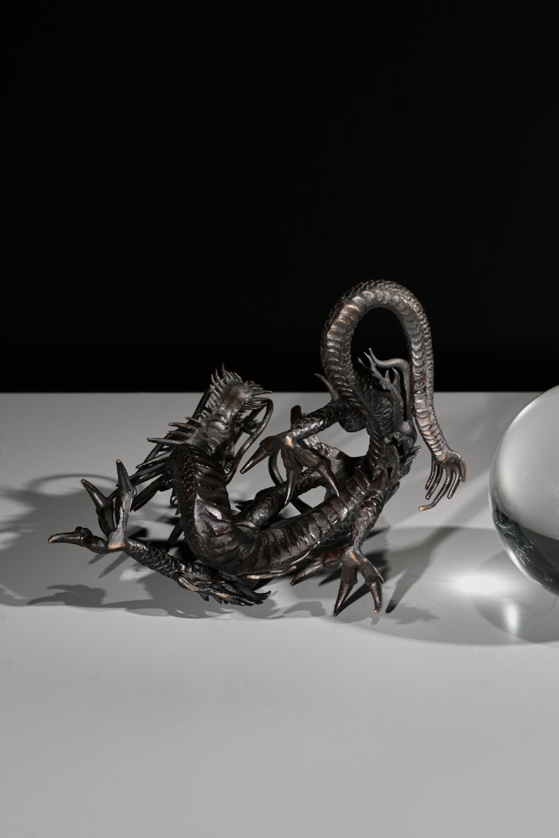 A Bronze Sculpture Of A Ryū Dragon With Sacred Jewel-photo-4
