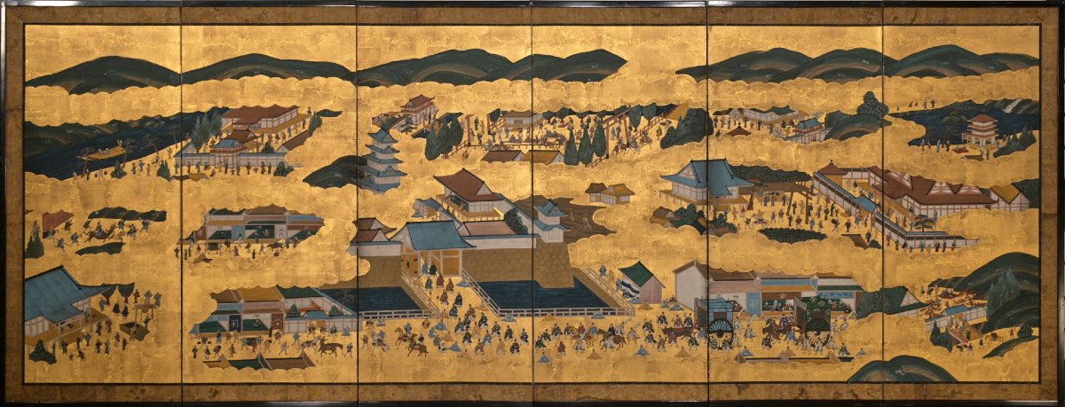 A Pair Of Rakuchū Rakugai-zu Folding Screens Depicting Views Of Kyoto-photo-2