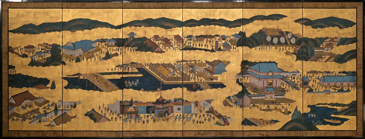 A Pair Of Rakuchū Rakugai-zu Folding Screens Depicting Views Of Kyoto-photo-3
