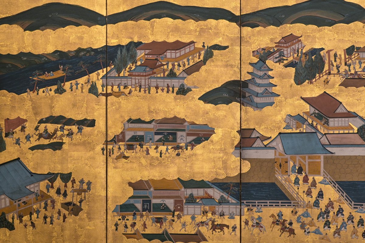 A Pair Of Rakuchū Rakugai-zu Folding Screens Depicting Views Of Kyoto-photo-4