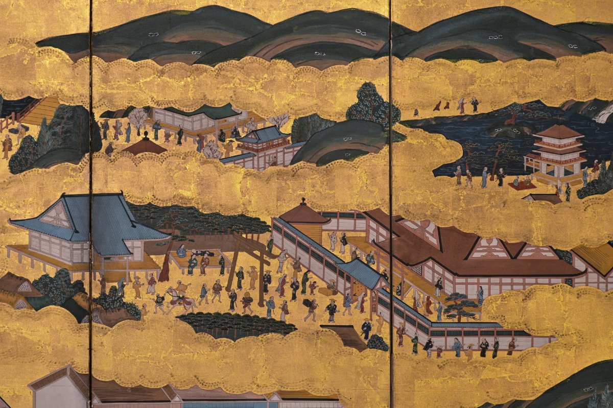 A Pair Of Rakuchū Rakugai-zu Folding Screens Depicting Views Of Kyoto-photo-3