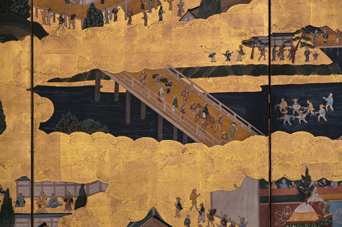 A Pair Of Rakuchū Rakugai-zu Folding Screens Depicting Views Of Kyoto-photo-6