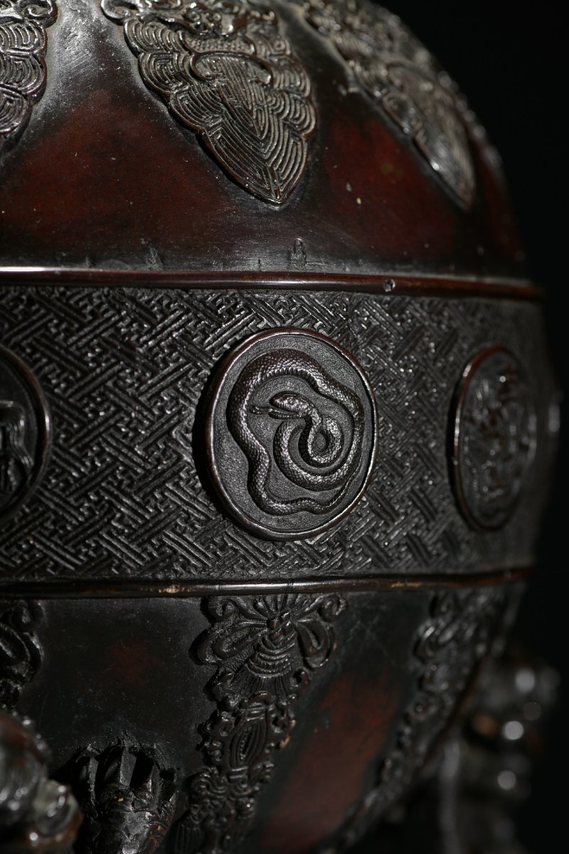 Large Bronze Kōro With Zodiac Animals, Attributed To Suzuki Masayoshi-photo-2