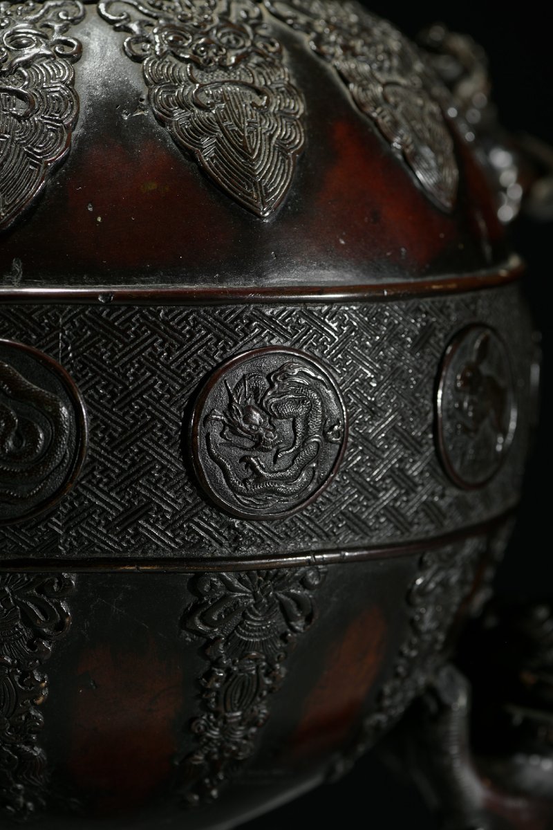 Large Bronze Kōro With Zodiac Animals, Attributed To Suzuki Masayoshi-photo-3
