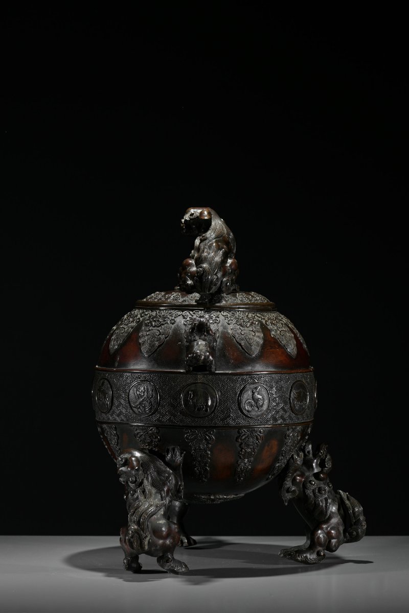 Large Bronze Kōro With Zodiac Animals, Attributed To Suzuki Masayoshi-photo-4