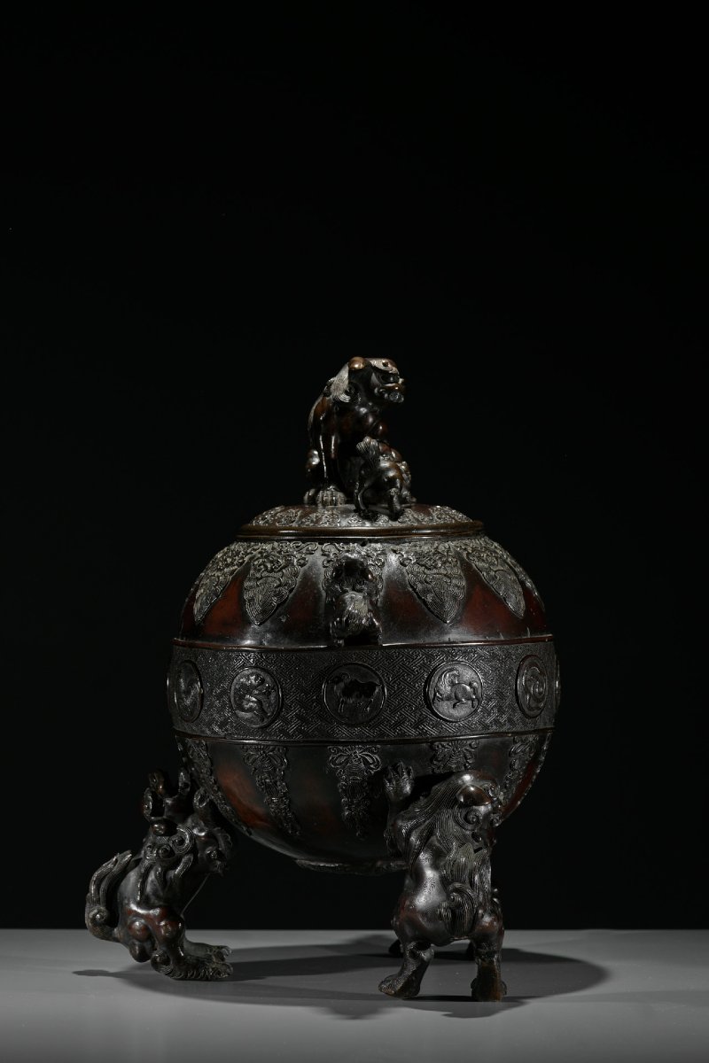 Large Bronze Kōro With Zodiac Animals, Attributed To Suzuki Masayoshi-photo-2