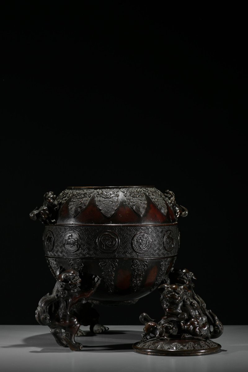 Large Bronze Kōro With Zodiac Animals, Attributed To Suzuki Masayoshi-photo-3