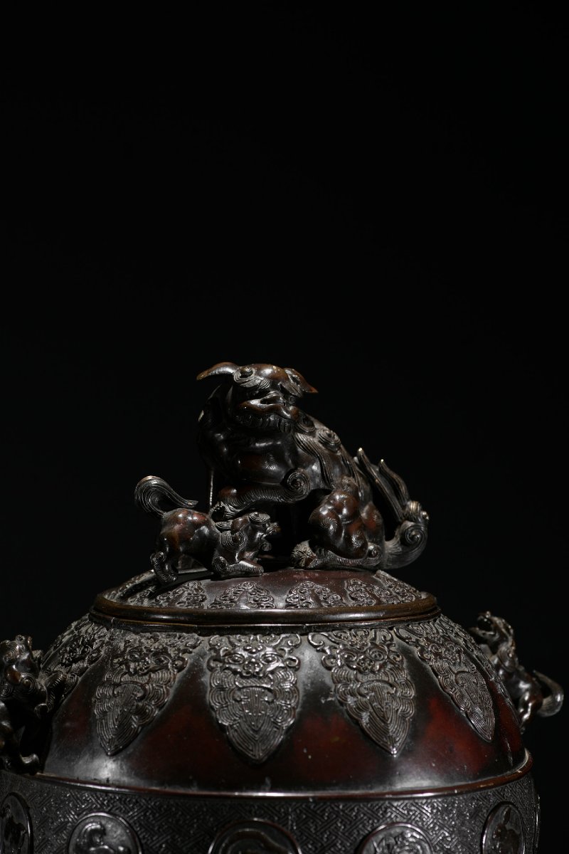 Large Bronze Kōro With Zodiac Animals, Attributed To Suzuki Masayoshi-photo-4