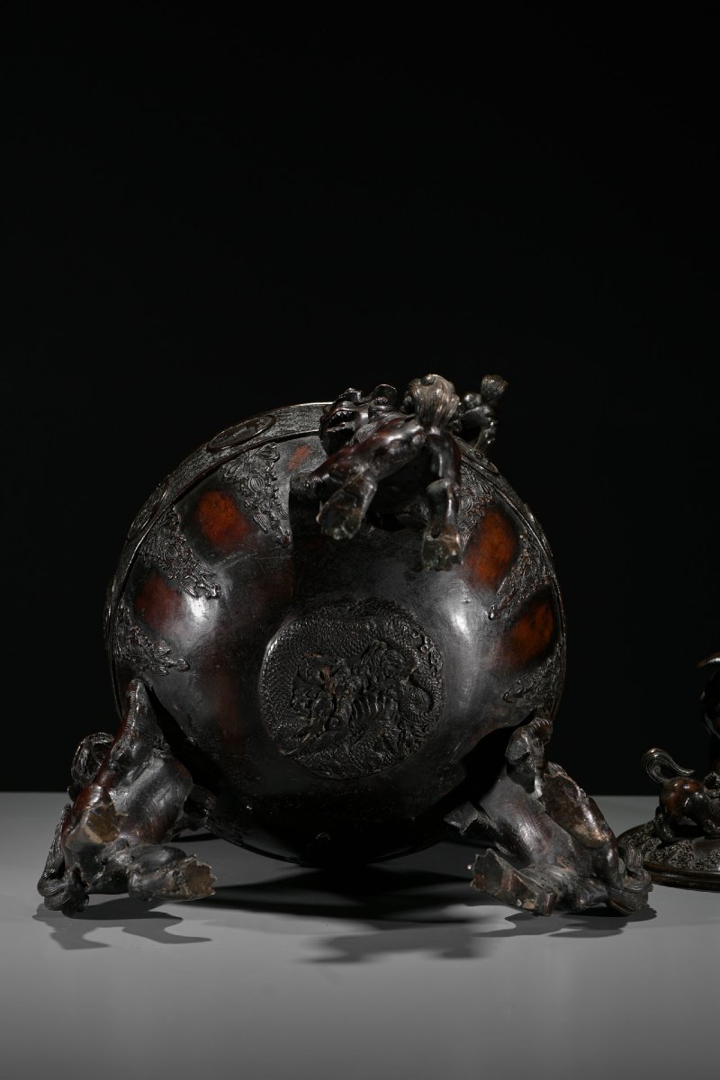 Large Bronze Kōro With Zodiac Animals, Attributed To Suzuki Masayoshi-photo-5