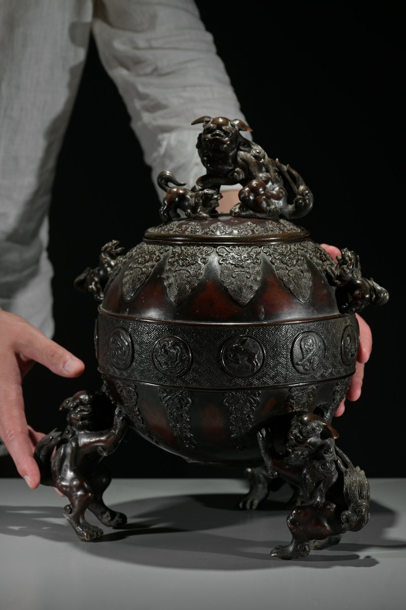 Large Bronze Kōro With Zodiac Animals, Attributed To Suzuki Masayoshi-photo-6