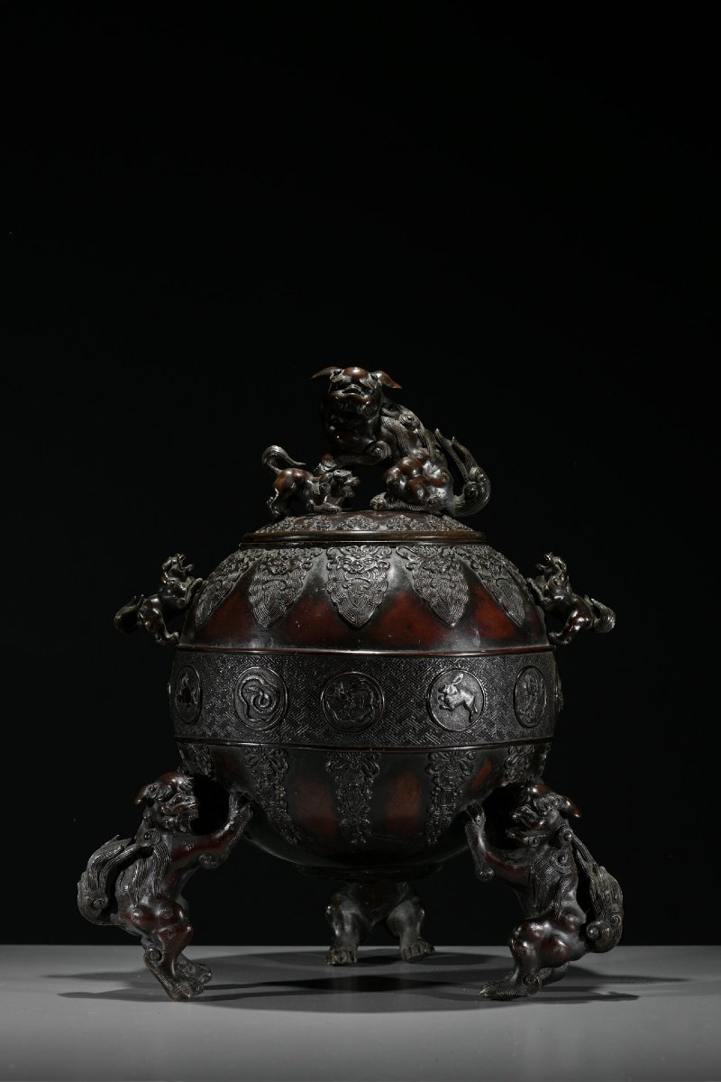Large Bronze Kōro With Zodiac Animals, Attributed To Suzuki Masayoshi