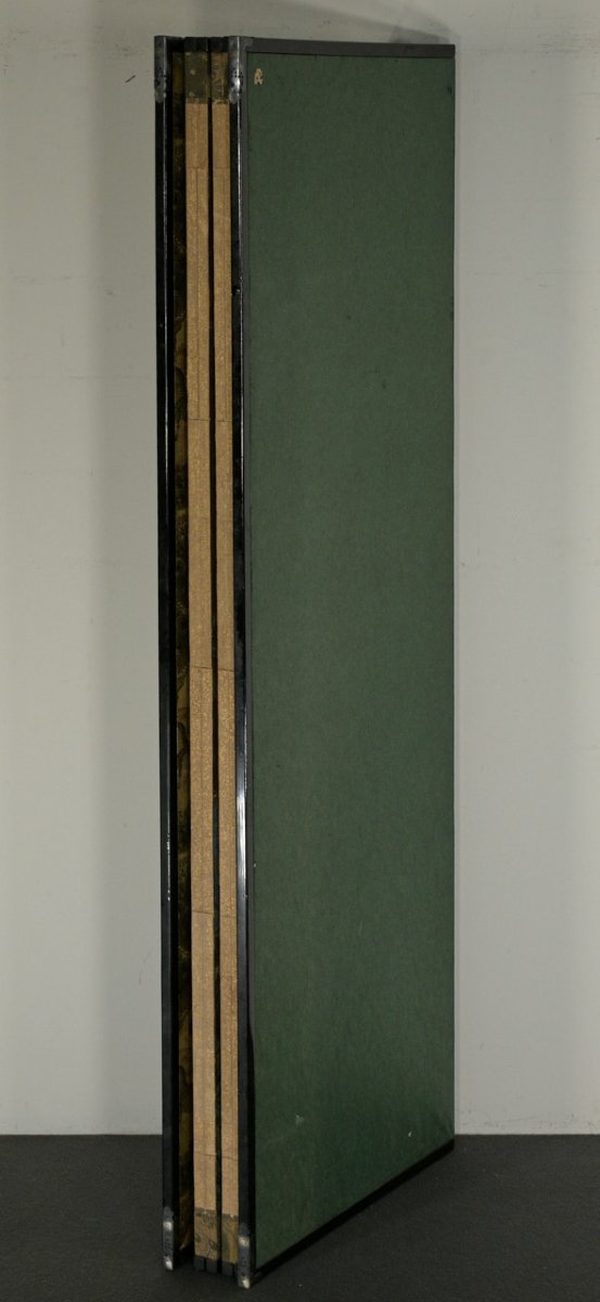 A Six-panel Silver Leaf Folding Screen Depicting A River Landscape-photo-4