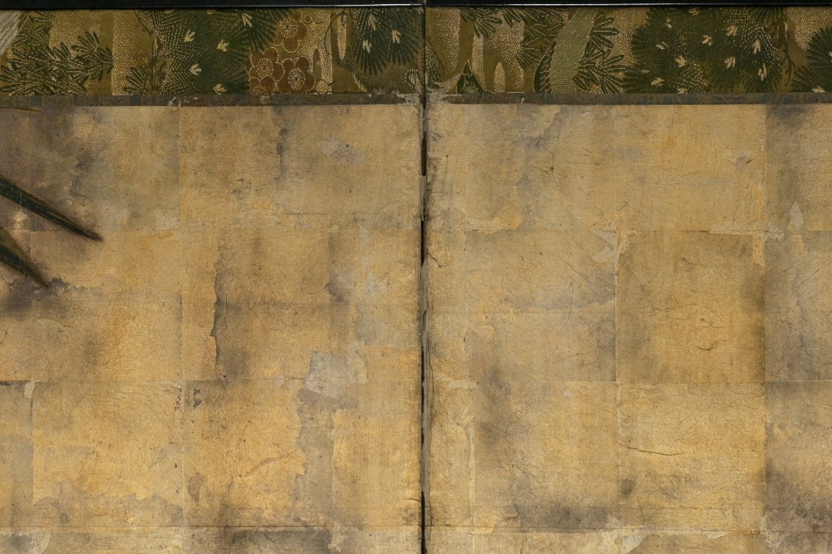 A Six-panel Silver Leaf Folding Screen Depicting A River Landscape-photo-1